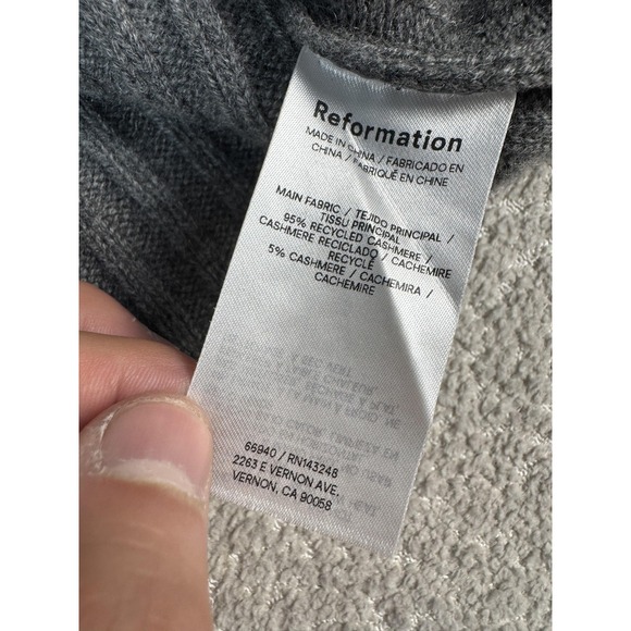 Reformation Sweater Womens Small Ribbed Turtleneck Cropped Pullover Cashmere Ble - Picture 5 of 7